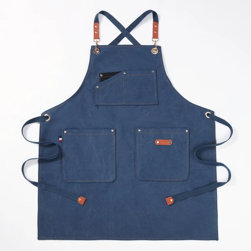 Fashion-Durable-Reusable-Polyester-Workwear-Apron-Customized-Logo-Embroidery-Printing-Bar-Barber-Cocktail-Barista-Apron