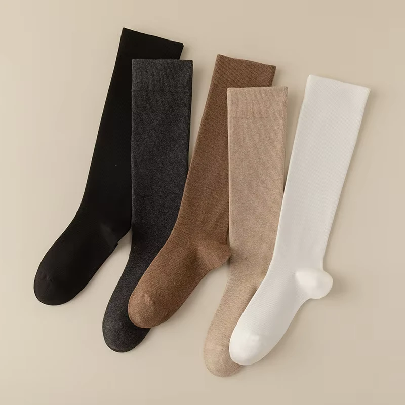 Fashion-Korean-School-Uniform-Knee-High-Girl-Socks-Women-Japanese-Solid-Color-Calf-Socks