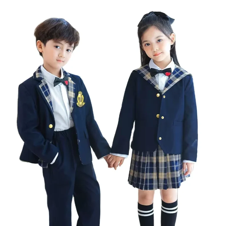 Fashion-Long-Sleeve-School-Uniform-Shirts-for-Girls-and-Boys-Navy-Blue-Formal-School-Uniforms