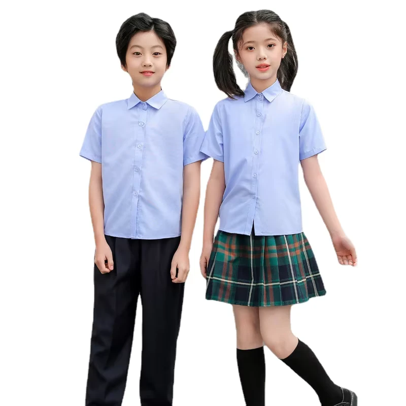 Fashion-School-Uniform-Lattice-Skirts-Girls-Boys-Shirts-Children-School-Uniform