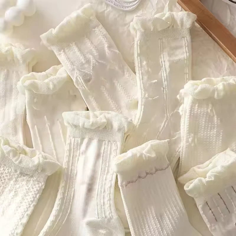 Fashion-Summer-Lace-Thin-Mesh-Cotton-Socks-Preppy-School-White-Crew-Socks-Womens-Socks