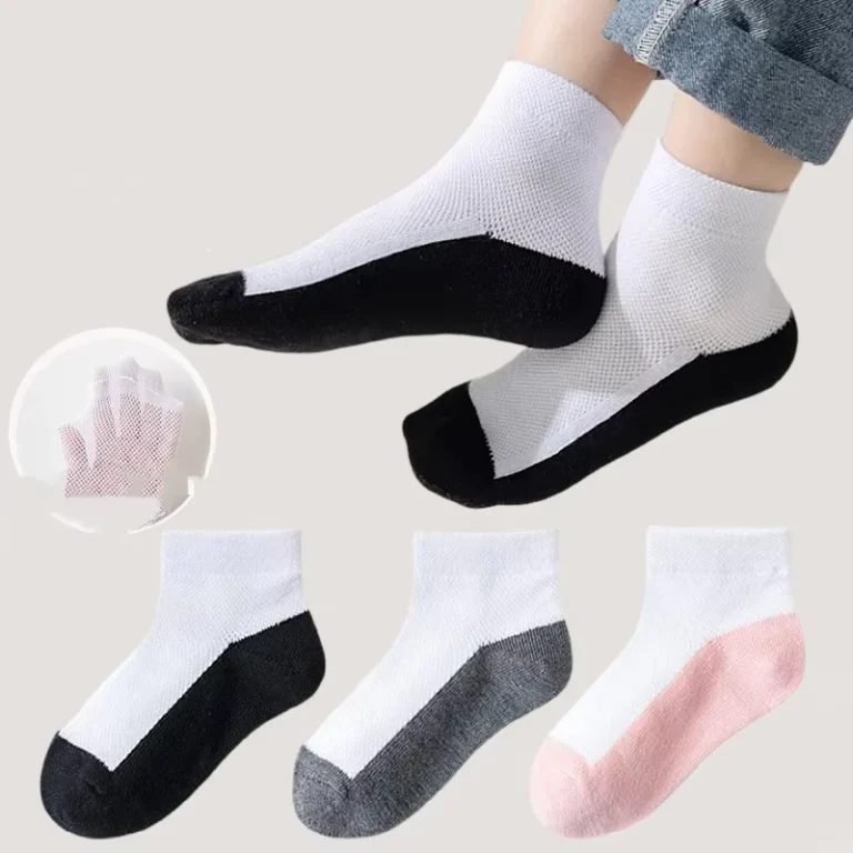 Five-Pairs-One-Set-Student-Socks-Solid-Color-Breathable-School-Socks-Kids-Socks