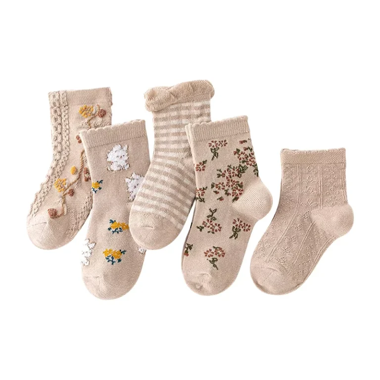 Flower-Rabbit-Animal-Striped-Vintage-Crew-Socks-for-Kids-School-Young-Children
