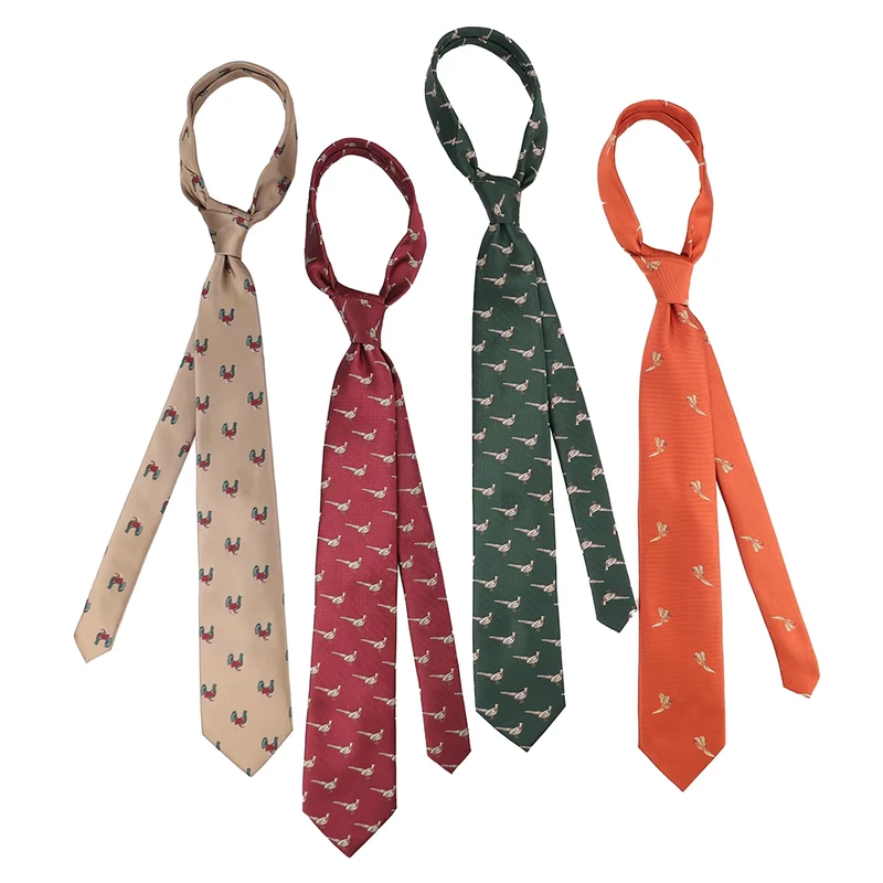 Flying-Pheasant-Bird-Neckties-Customization-Animal-Country-Tie-Woven-Microfiber-Ties-Men