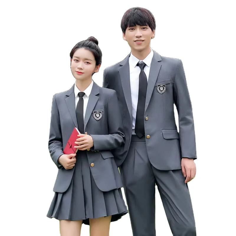 Foreign-Trade-Fashion-Novelty-Special-Use-Blazer-Shirt-Plaid-Pleated-Skirt-Uniforms-Sets-High-School-Student-Uniforms-Suits