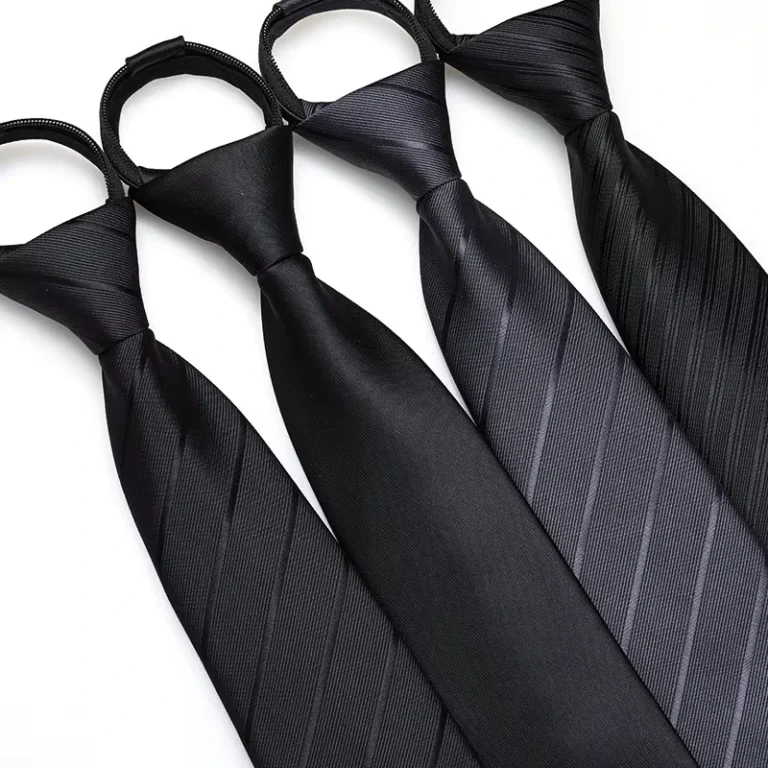 Formal-Black-Striped-Geometric-Solid-Color-Business-No-Stitch-Zipper-Mens-Professional-Tie-Leisure-Wedding-Groom