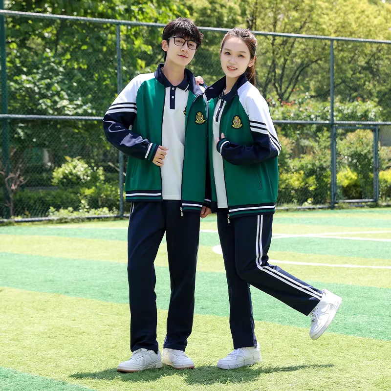 Free-Sample-Custom-School-Uniform-Sports-School-Uniform-Set-Fashion-School-Uniform-Green-Baseball-Suit-Long-Sleeve-Set