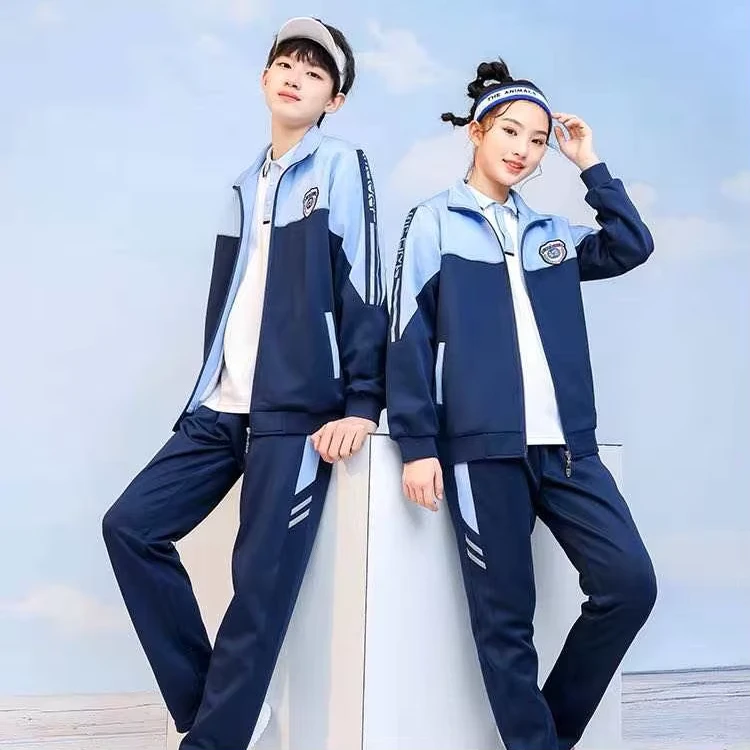 Free-Sample-Spring-Autumn-High-Quality-Students-Uniform-New-Arrival-Boys-Sport-Clothing-Sets-Girls-School-Uniforms