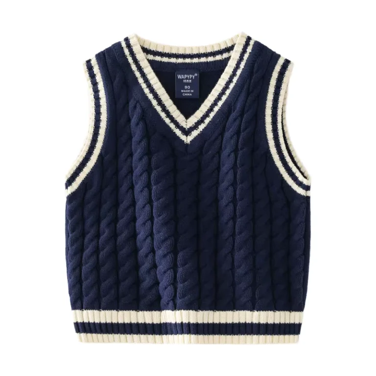 Gentlemans-Dress-Grade-Vest-for-Boys-Cable-Sweater-V-Neck-Collar-Winter-Uniform