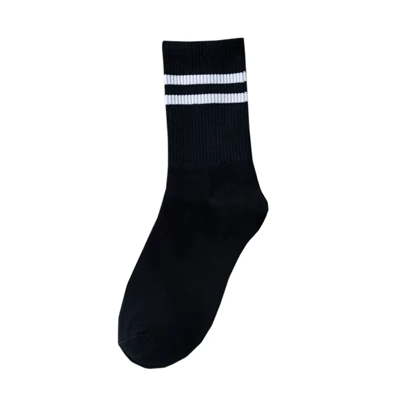 Girl-Boys-School-Uniform-Socks-Young-Men-Women-Couple-Socks-for-Kids-Pure-Cotton-Black-White-Stripe-Crew-Type-Anti-Odor