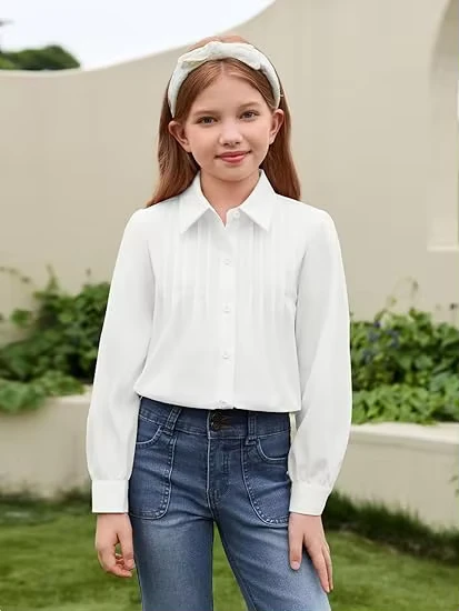 Girls-Anti-Spilling-White-Shirt-School-Uniform-Custom-Pleat-Design-White-School-Shirts