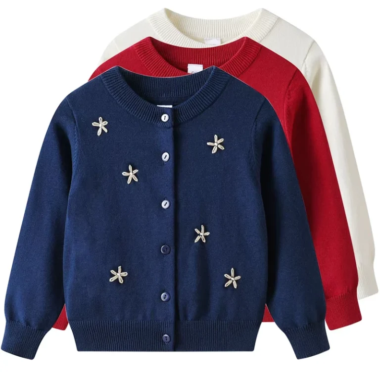 Girls-Boys-Cardigans-Sweater-Cotton-Button-Solid-Long-Sleeve-Knit-Sweaters-with-Handmade-Flower