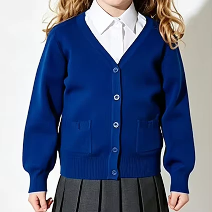 Girls-Cardigan-Kids-School-Uniform-Customizable-logo-Primary-School-Sweater-V-neck-Bow-Pocket-Knitted-Sweater-Uniforms