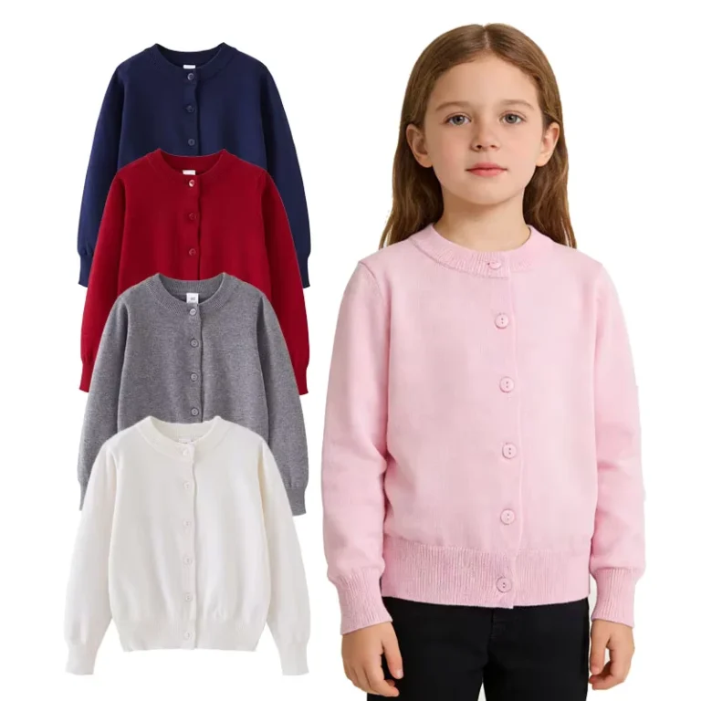 Girls-Cardigan-Sweater-Cotton-Button-Solid-Long-Sleeve-Knit-Sweater
