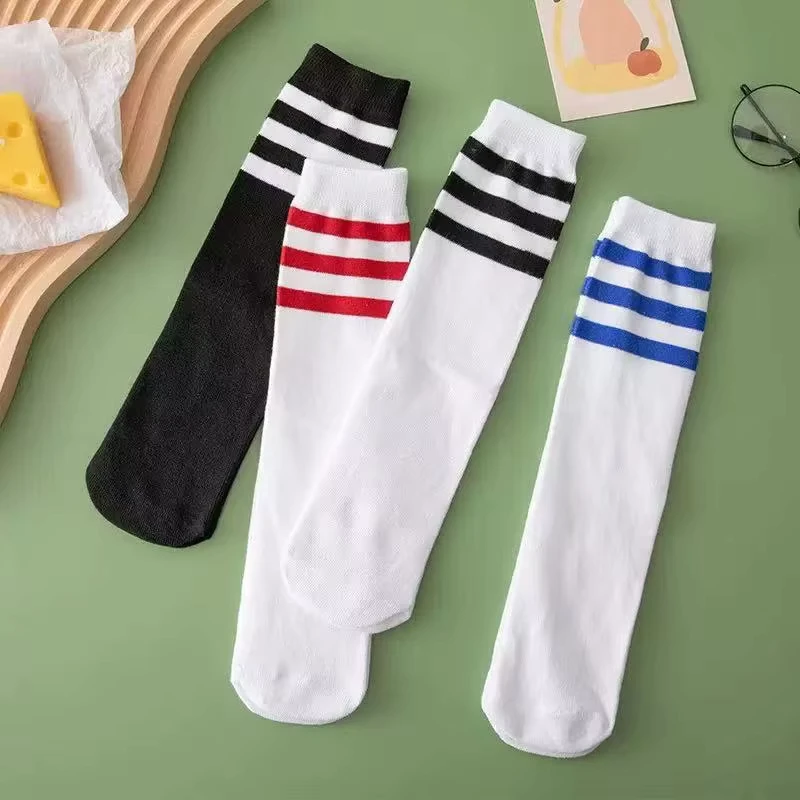 Girls-Cotton-Knee-High-Socks-Long-Tube-School-Uniform-Socks-with-Stripes