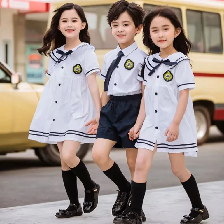 Girls-Dress-and-Boys-Shirts-Shorts-Set-Young-Girl-Sexy-School-Uniform