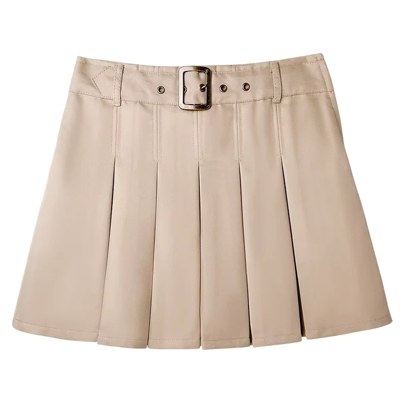 Girls-Khaki-Navy-Blue-Pleated-Skirt-Half-Length-Short-Skirt-for-Primary-Secondary-School-Students-School-Uniforms