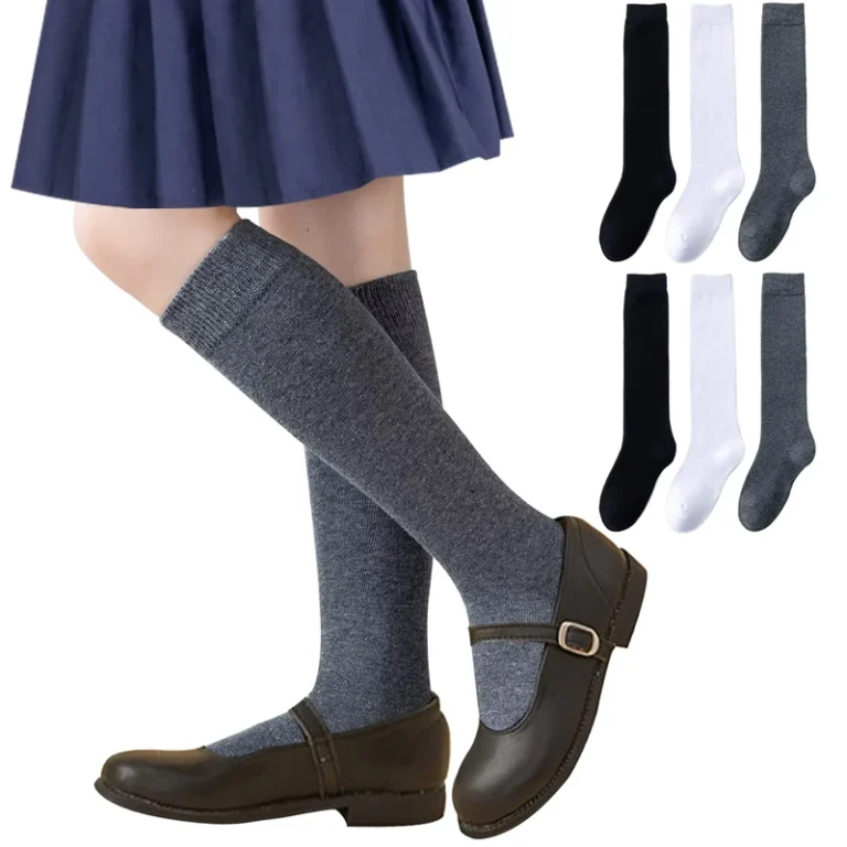 Girls-Knee-High-Socks-Cable-Knit-School-Uniform-School-Socks-Unisex-Black-White-Kids-Socks-3-14-Years