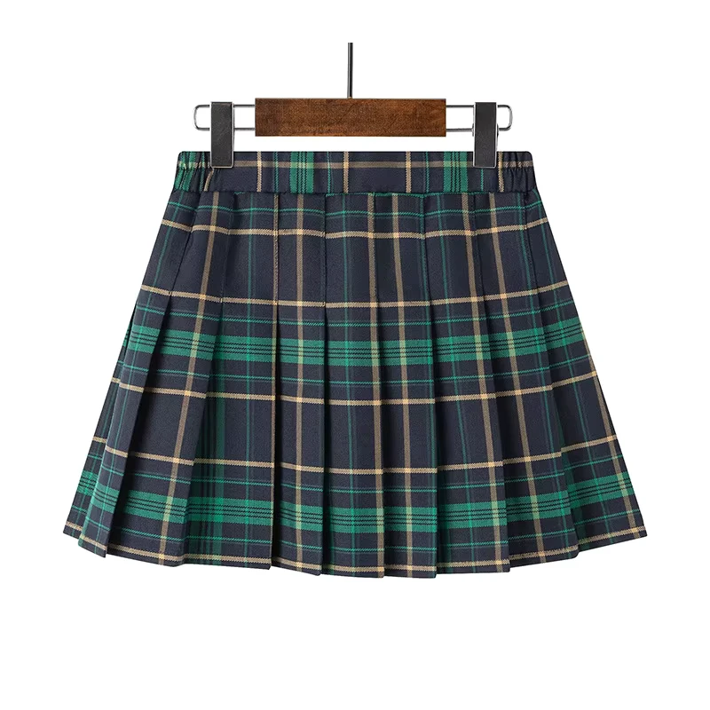 Girls-Korean-Pleated-Skirt-Yarndyed-Checker-Korean-New-Girls-School-Party-Costume-Skirt-Primary-School-Uniform-Girls-Daily-Skirt