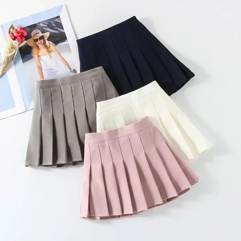 Girls-Mini-Pleated-Skirt-Built-In-Shorts-Casual-Skirts-100-Polyester-Machine-Wash-Pink-White-Children-Skirts