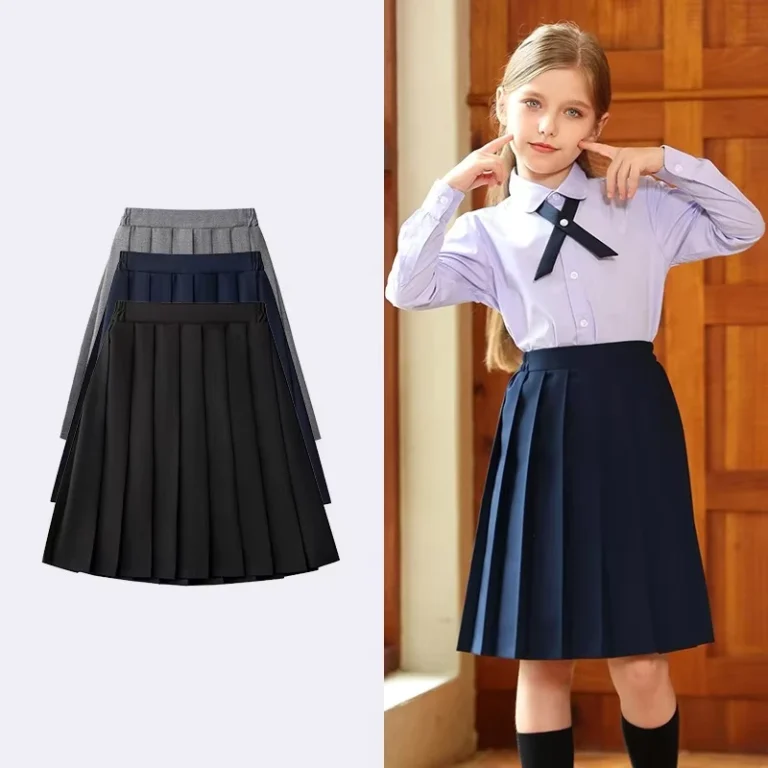 Girls-Pleated-Skirt-Knee-Length-Skirt-for-Kindergarten-and-Primary-School-Uniforms