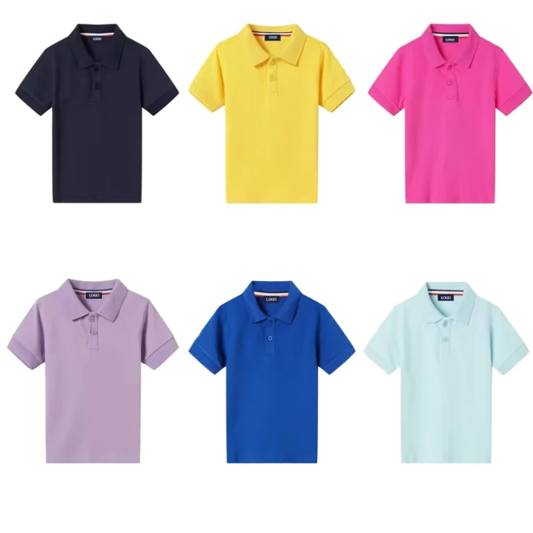 Girls-Polos-Shirts-Short-Sleeve-Lapel-Design-Girl-Polo-Cotton-School-Uniform-Polo-with-Breathable-Cuff-for-School-Daily-Sports