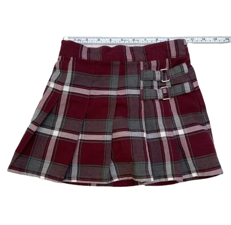 Girls-School-Uniform-Burgundy-Plaid-Skort