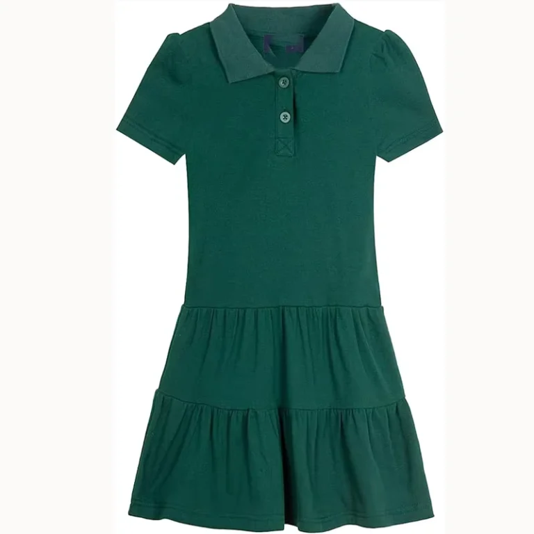 Girls-School-Uniform-Dress-60-Cotton-40-Polyester-One-Size-Short-Sleeve-Ruffle-Pique-Polo-Shirt-for-Children-Free-Size