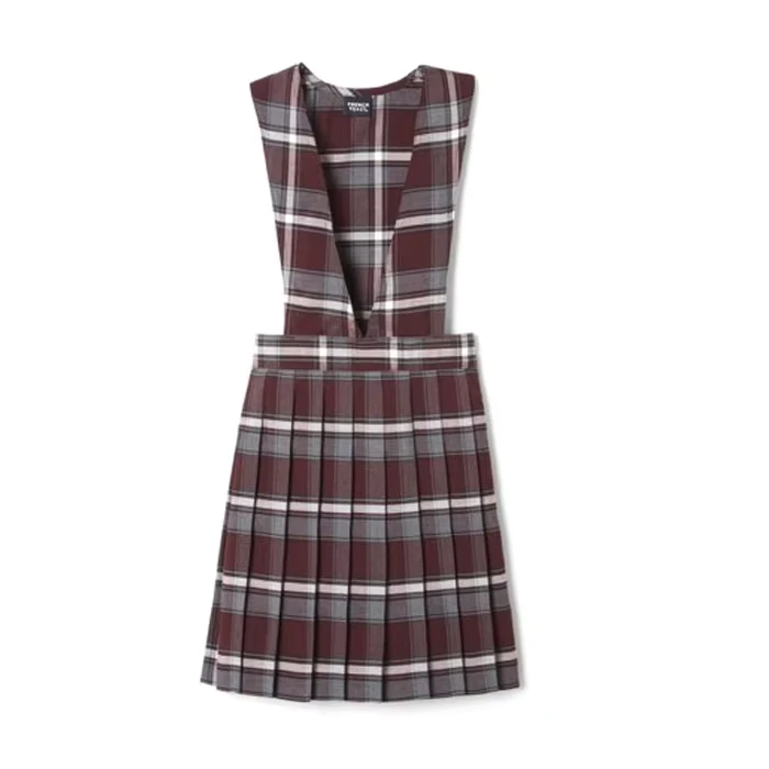 Girls-School-Uniform-Plaid-V-Neck-Pleated-Jumper