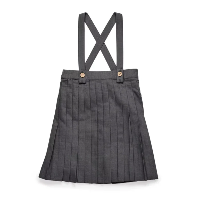 Girls-School-Uniforme-Escolar-for-Kids-Girls-Grey-Pleated-Skirts-Suspender-School-Uniform-Durable-Poly-Cotton