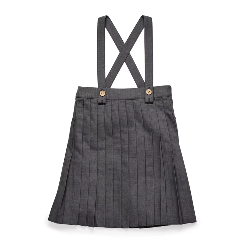 Girls-School-Uniforme-Escolar-for-Kids-Girls-Grey-Pleated-Skirts-Suspender-School-Uniform-Durable-Poly-Cotton