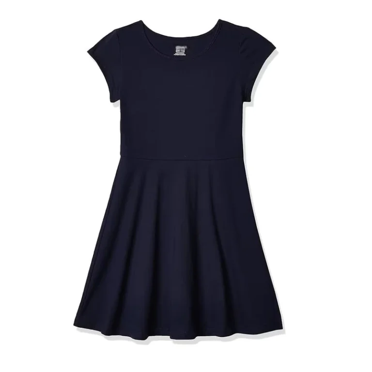 Girls-Short-Sleeve-Crewneck-Casual-Dresses-School-Uniforms-for-Primary-and-Middle-Schools