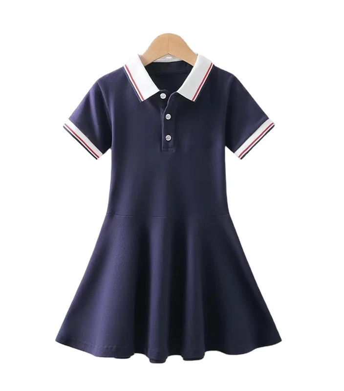 Girls-Short-Sleeve-School-Uniform-Cotton-Comfortable-Dresses-Kids-Ruffle-Pique-Polo-Dress-for-Childrens-Uniform-Polo-Dresses