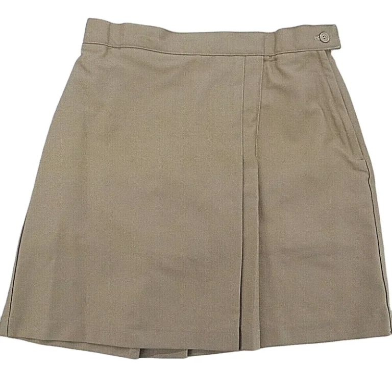 Girls-Skort-Uniform-Khaki-Kick-Pleat-Adjustable-Shorts-Short-Skirt-With-Safety-Pants