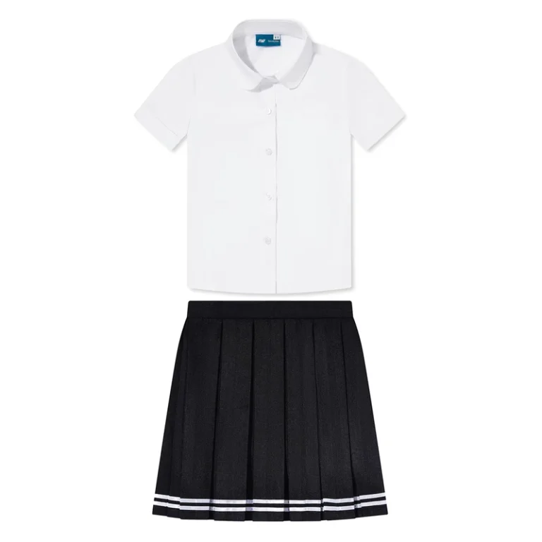 Girls-Student-Clothes-Wear-Black-Dress-Jumper-Short-Sleeved-Skirt-School-Uniform-Set-White-Blouse-Skirt-Set