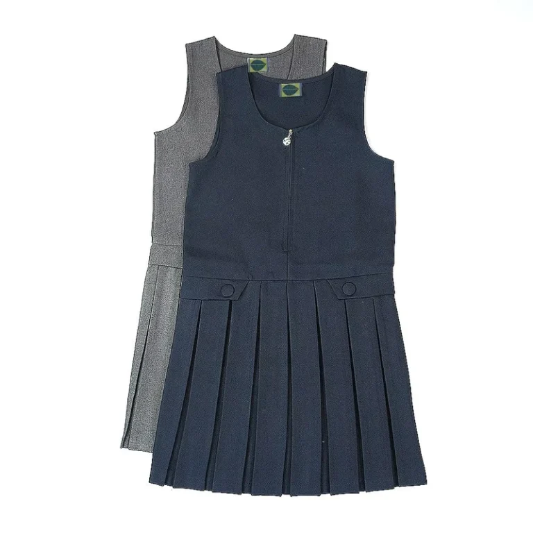 Good-Quality-Factory-Custom-OEM-ODM-School-Uniform-Dresses-Girls-Zip-Front-Pleated-School-Jumper-Pinafore-for-Children-Student