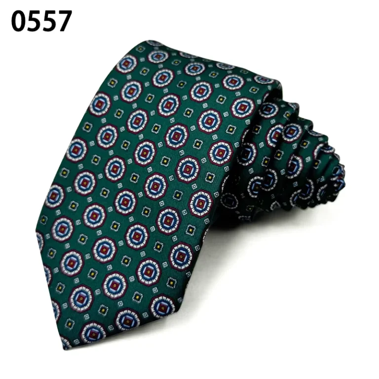 Green-Navy-Red-Geometric-Handmade-Custom-Mens-Business-Print-Polyester-Necktie