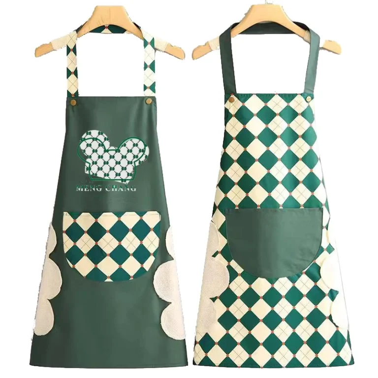 Green-Plaid-Aprons-Waterproof-Oilproof-Womens-Braces-Apron-with-Pocket-for-Hotel-Restaurant-Pub-Gardening