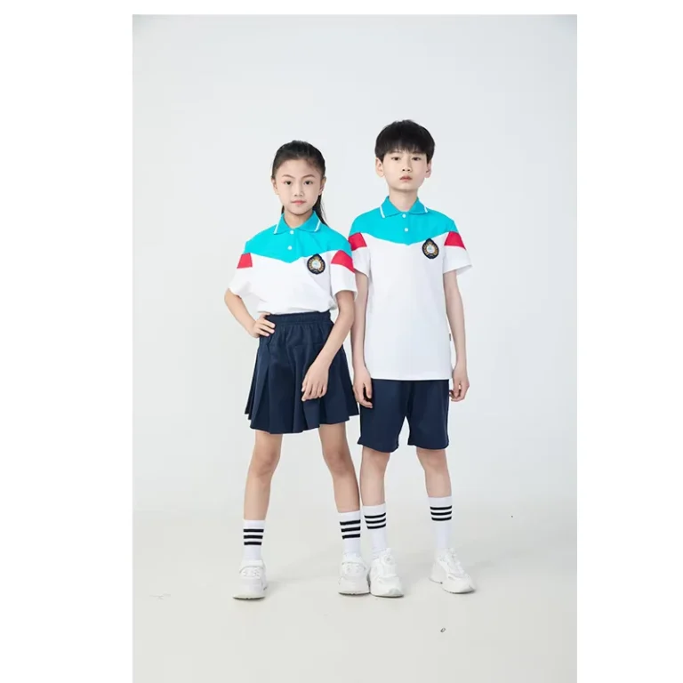 Green-and-White-Polo-T-Shirt-Navy-Blue-Color-Short-Skirt-for-Girls-Navy-Blue-Shorts-for-Boys-Children-Clothes