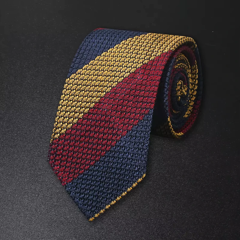 Grenadine-Necktie-Woven-Silk-Tie-Solid-Black-White-Striped-Knit-Tie-for-Mens-Accessory