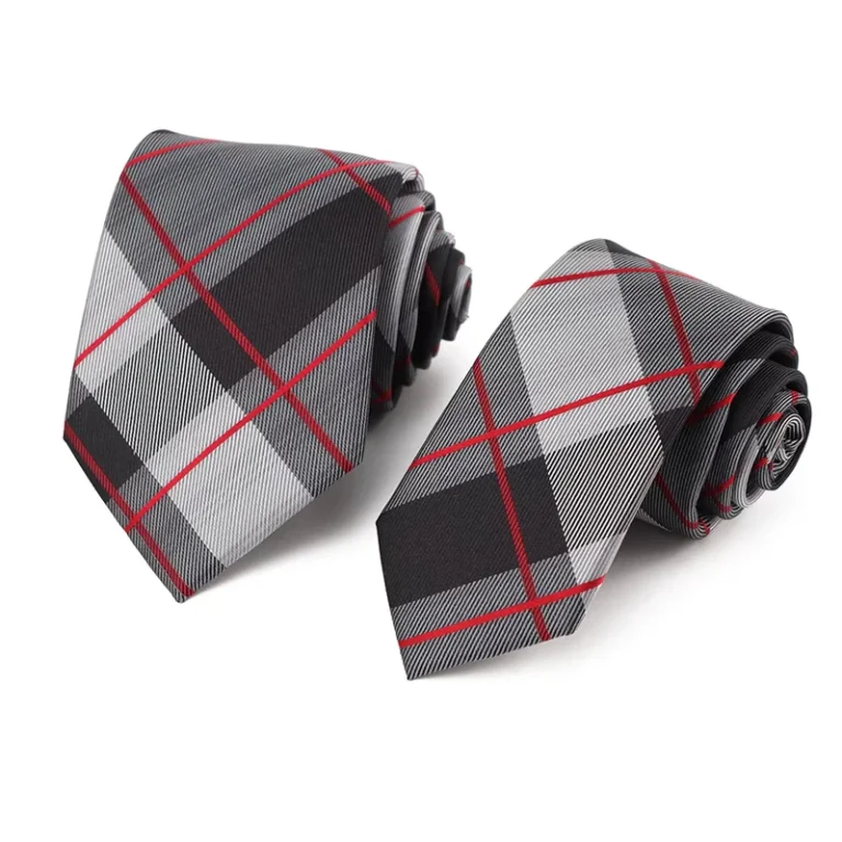 Grey-Tartan-Plaid-Necktie-Woven-Silk-Jacquard-Checkered-Tie-for-School-and-Corporate-Uniform