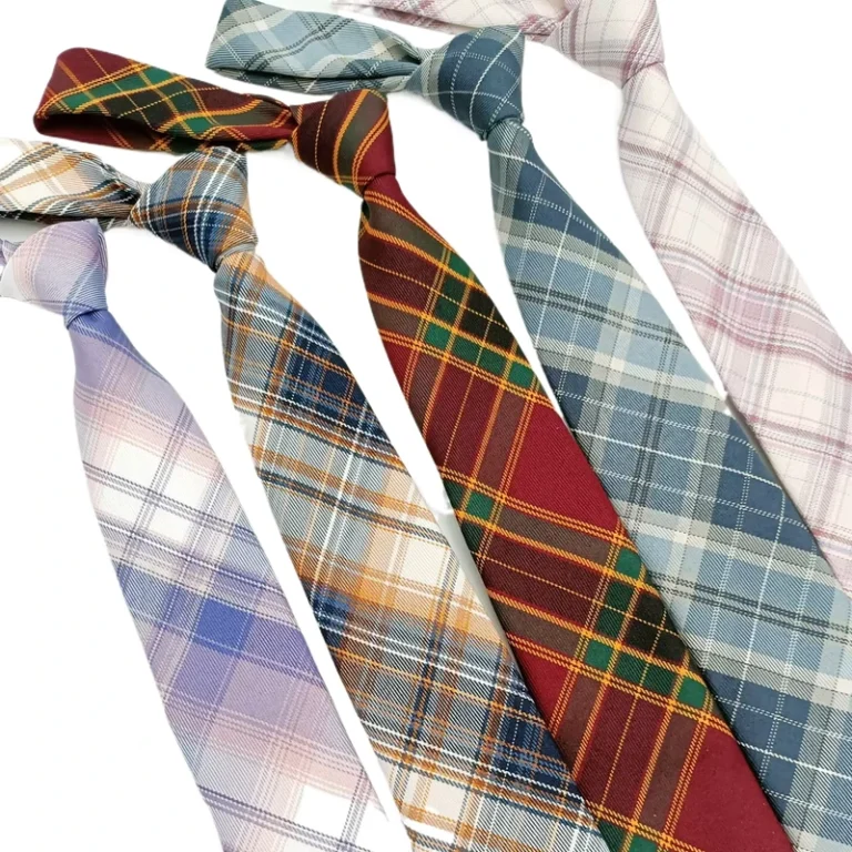 Grid-Fashion-Casual-Hand-Print-Japanese-Preppy-Uniform-School-Tie-Long-Belt