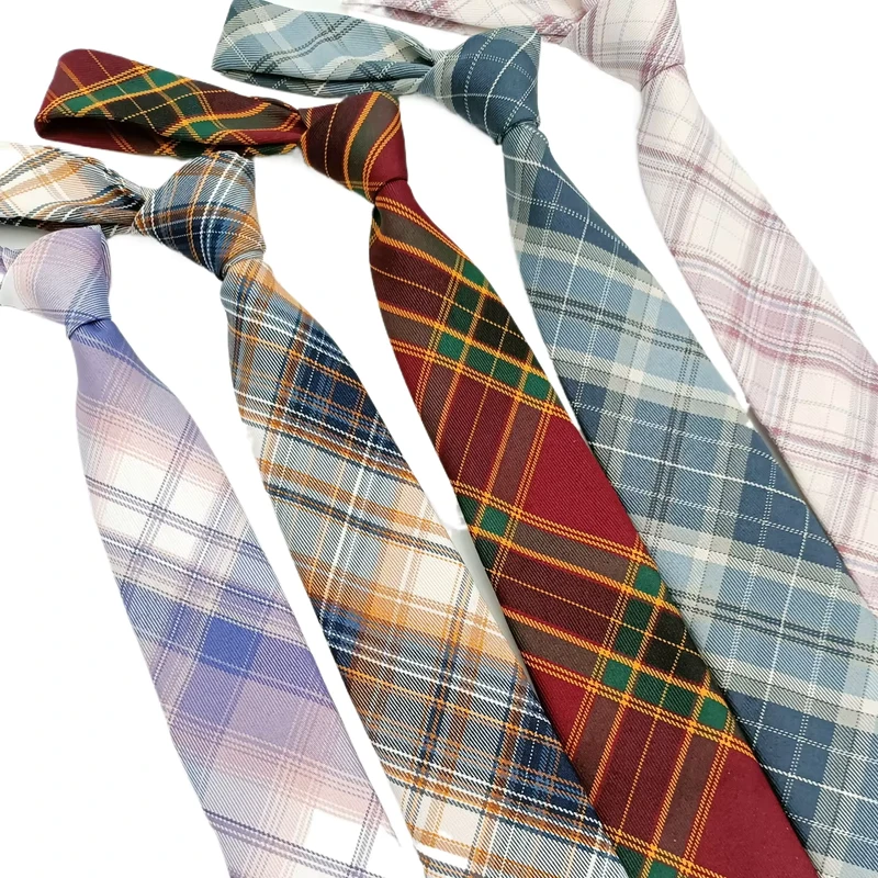 Grid-Fashion-Casual-Hand-Print-Japanese-Preppy-Uniform-School-Tie-Long-Belt