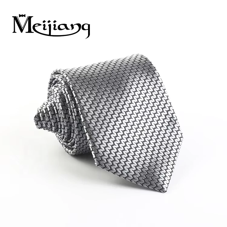 Guaranteed-Quality-Proper-Price-Comfortable-Fancy-Beautiful-Grey-Striped-Classic-Polyester-Microfiber-Custom-Logo-Label-Man-Tie