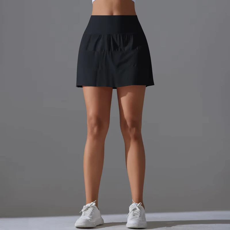 Gym-Black-Skirt-75-Nylon-25-Spandex-Quick-Dry-Breathable-Sport-School-Uniform-Skirt-for-Women