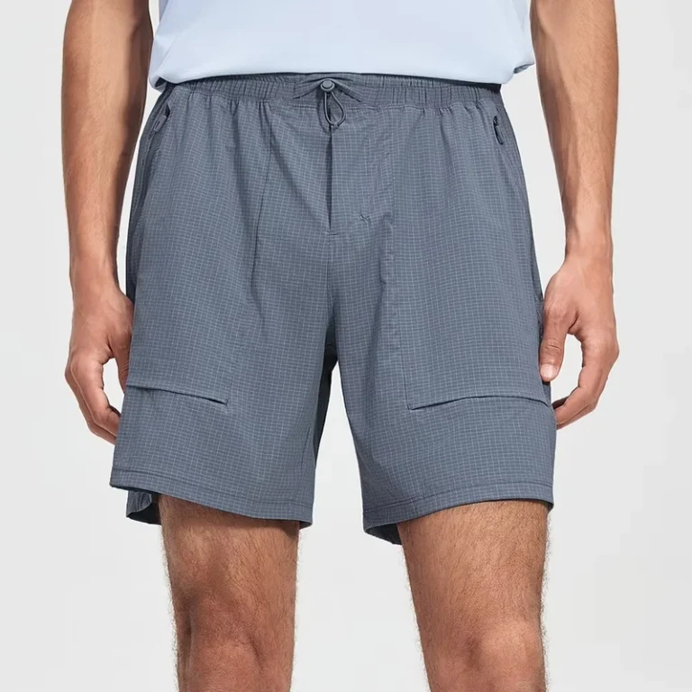 HONFIT-Mens-Grid-Ripstop-Shorts-Quick-Dry-4-Way-Stretch-Cargo-Shorts-With-Zipper-Pockets-For-Hiking-Running-Camping-Travel