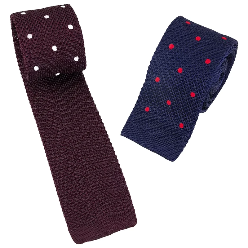 Hamocigia-Factory-Custom-Handmade-Skinny-Polka-Dot-Polyester-Knitted-Ties-Men