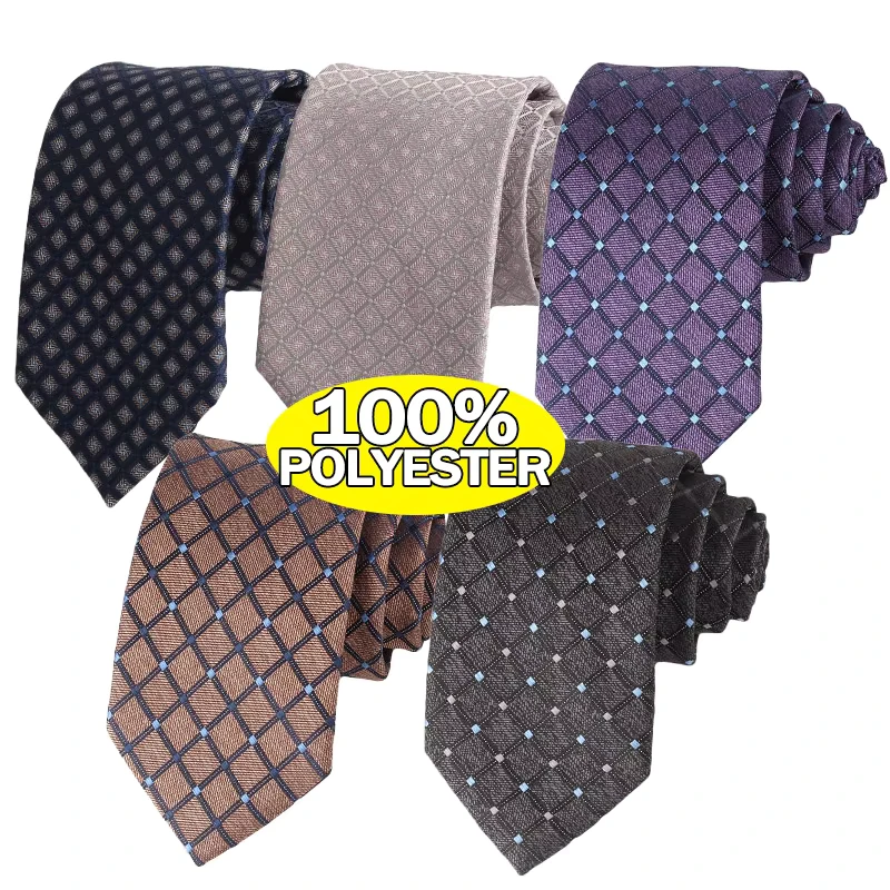 Handmade-Mens-Necktie-Custom-Logo-Plaid-Pattern-Polyester-Jacquard-Woven-Tie-for-Business-Man