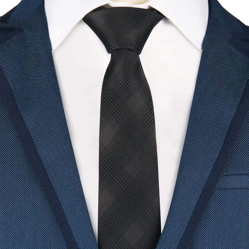 Handmade-Plain-Solid-Paisley-Polyester-Woven-Black-Tie-for-Daily-Garment-Uniform-Necktie