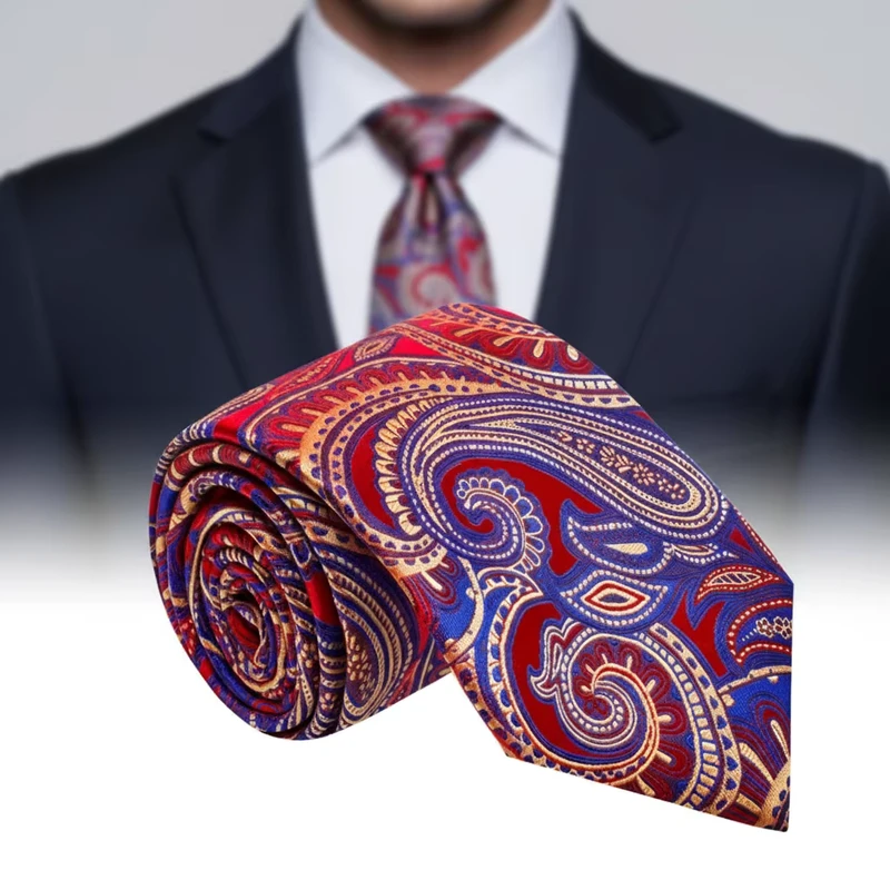 Handmade-Pure-Polyester-Necktie-High-Quality-Jacquard-Woven-Paisley-Pattern-OEM-Service-Private-Label-Pashion-Tie
